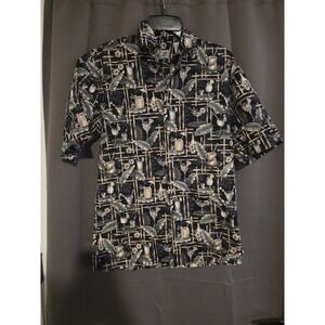 Windham Pointe Hawaiian Shirt Men's Small Tiki Bar Print, Short Sleeve Button Up